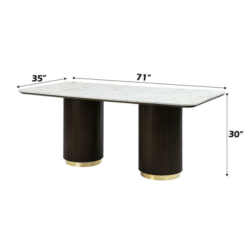 Clayten - Dining Table With Marble Top - White Natural Marble Top & Espresso - R&R Furniture Gallery (Fountain Valley, CA)