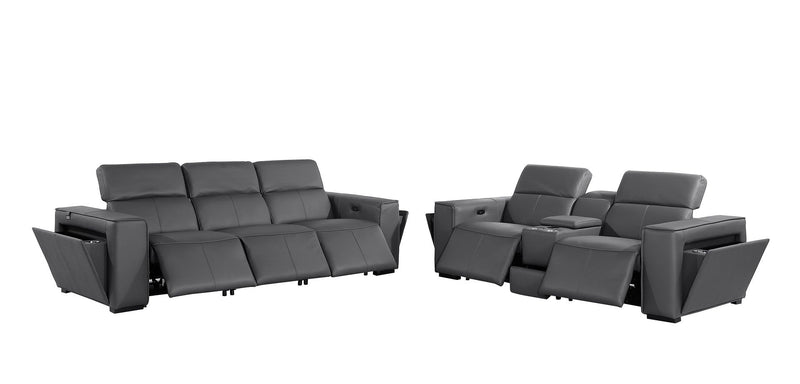 1224 - 6-Piece Modular Power Reclining Sofa And Console Loveseat Set In With 5 Power Recliners & Power Headrests