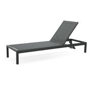 Noble House outdoor patio chaise lounge with five reclining positions, featuring cushioned seating and a sturdy frame.