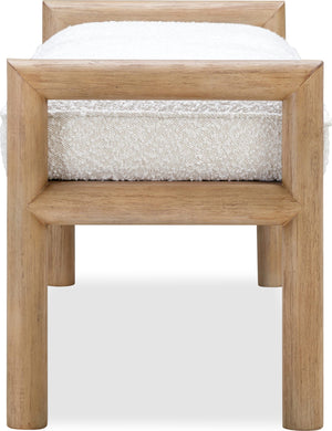 Dorsey Boucle Upholstered Wooden Bench in Granola and Ricotta
