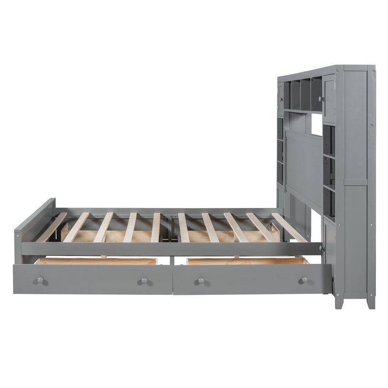 DreamHaus cabinet bed with integrated shelf, all-in-one cabinet, and built-in sockets, showcasing a modern space-saving bedroom solution.