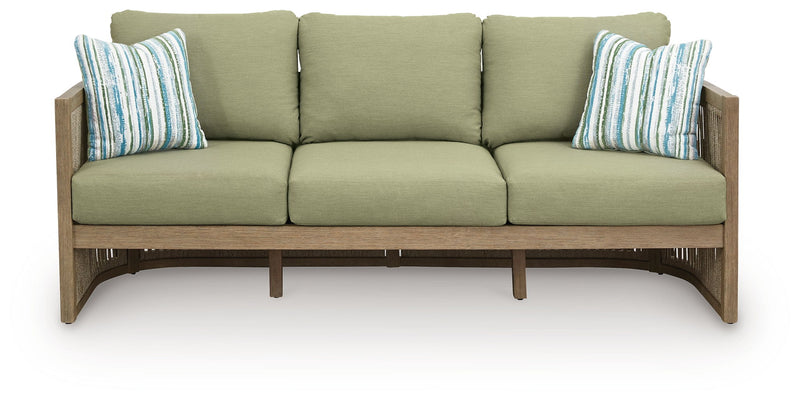 Serena Shores - Sofa With Cushion - Beige / Green - R&R Furniture Gallery (Fountain Valley, CA)