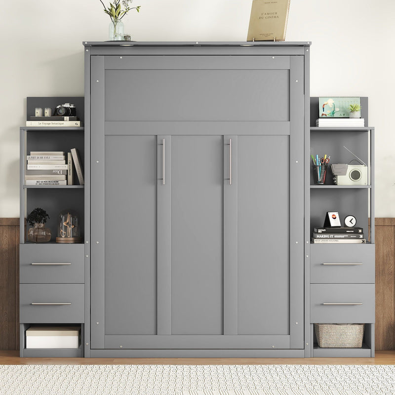 Murphy Wall Bed With LED Lights, Shelves And Drawers - R&R Furniture Gallery (Fountain Valley, CA)