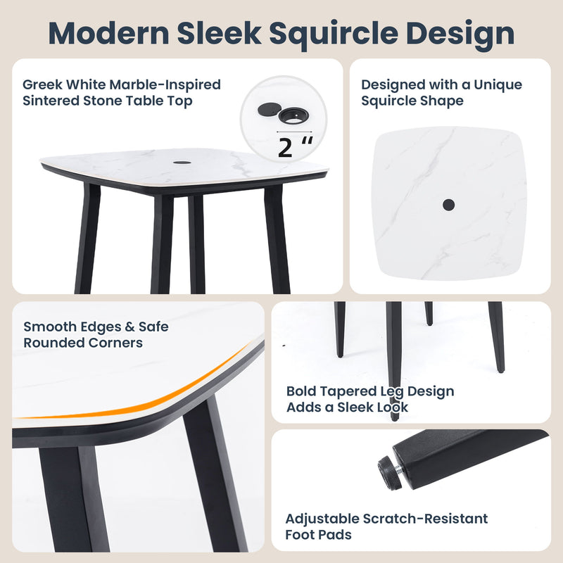 Life Outside 5-piece outdoor patio bar set with rounded square table and four aluminum bar stools for outdoor dining.