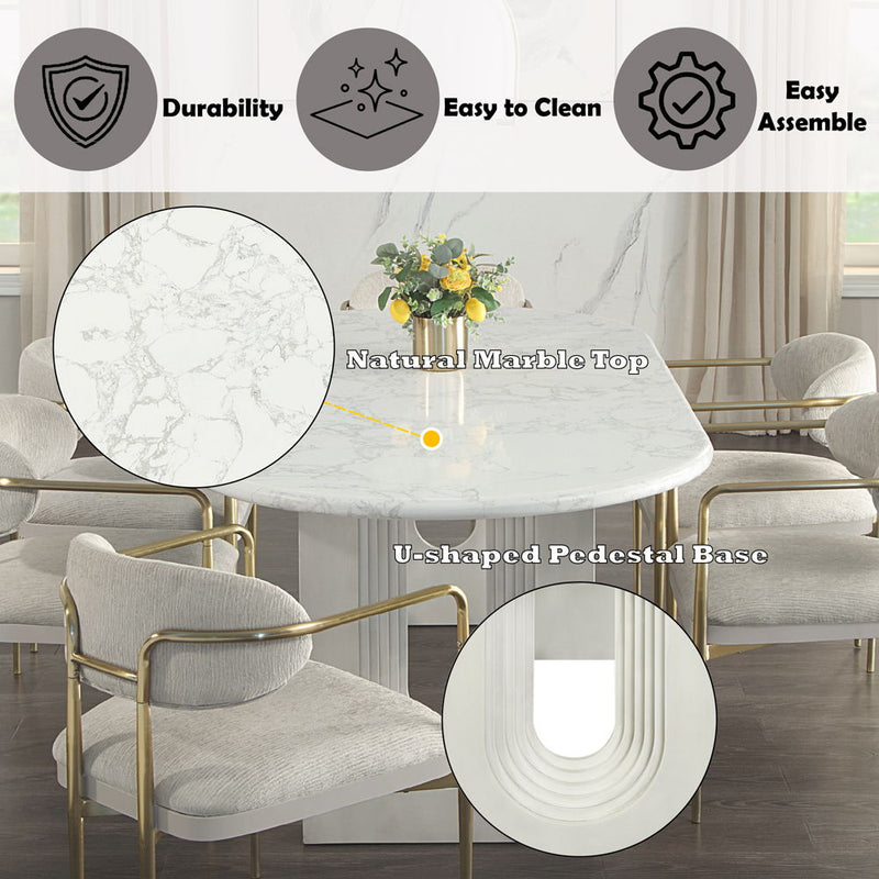 Zayn - Dining Table - White Natrual Marble Top & White - R&R Furniture Gallery (Fountain Valley, CA)