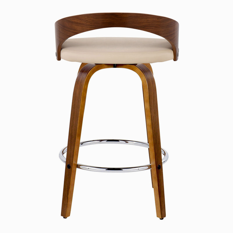 Lumi Source Grotto mid-century modern counter stool set with swivel, round footrest, elegant fixed height design, set of two