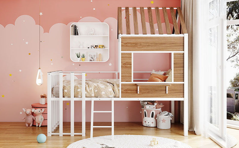 Loft Bed With Roof, Window, Guardrail, Ladder - R&R Furniture Gallery (Fountain Valley, CA)