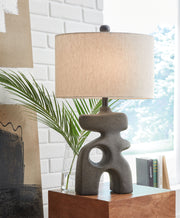 Danacy - Paper Table Lamp - Distressed Black - R&R Furniture Gallery (Fountain Valley, CA)