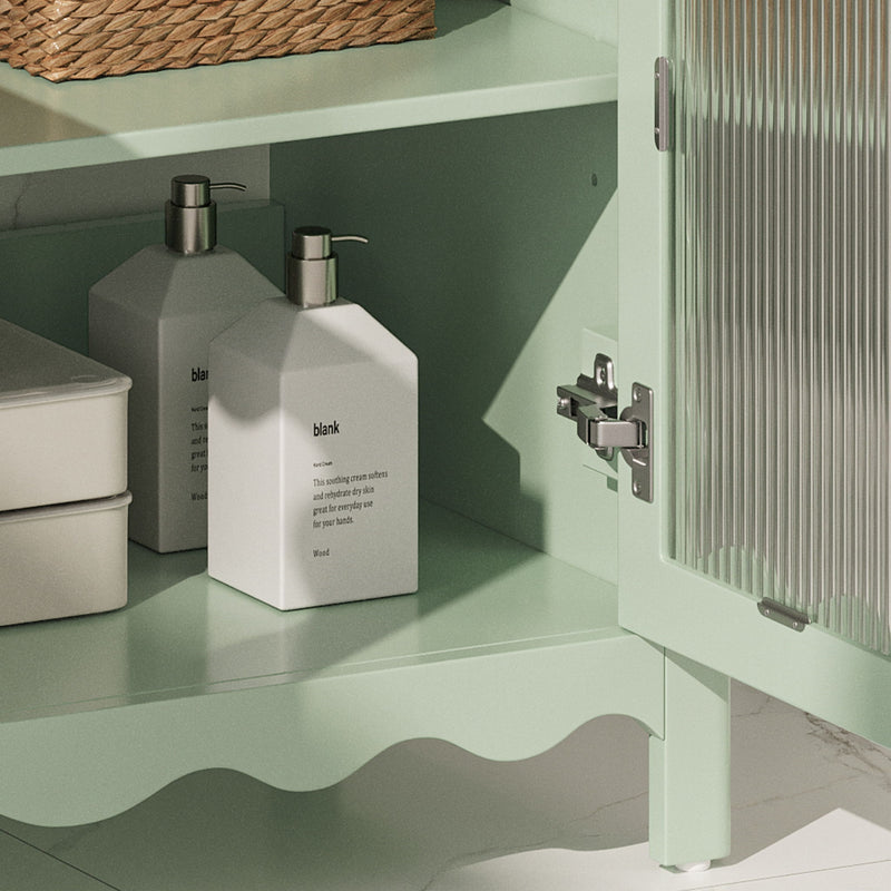 Modern Bathroom Vanity With Tempered Glass Doors