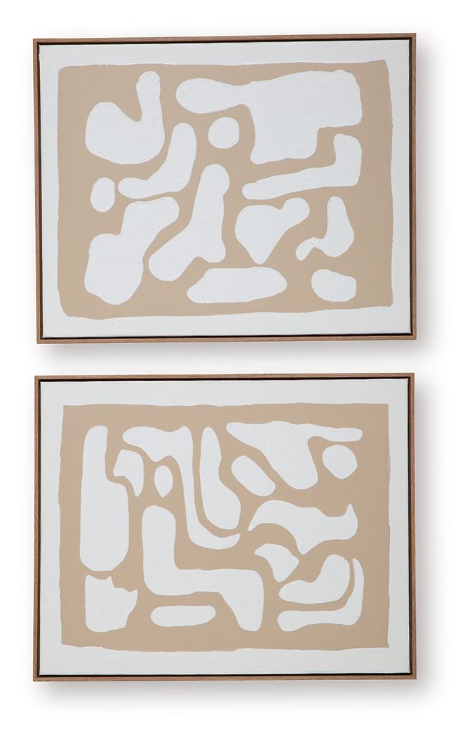 Waldett - Wall Art Set (Set of 2) - Beige / White - R&R Furniture Gallery (Fountain Valley, CA)