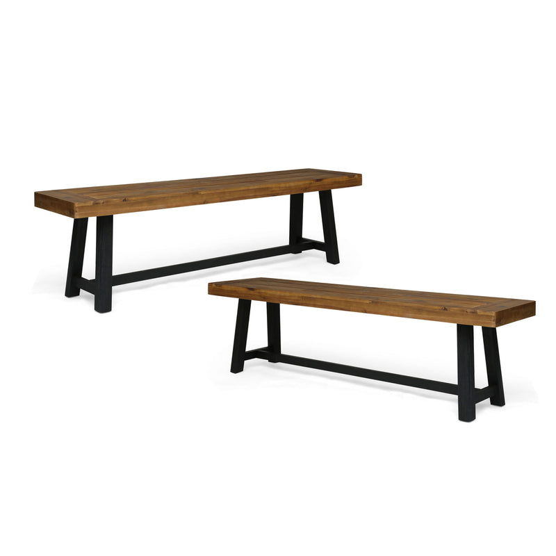 Noble House Cloud outdoor bench with acacia wood frame and slat panel design, ideal for garden or patio seating.