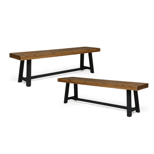 Noble House Cloud outdoor bench with acacia wood frame and slat panel design, ideal for garden or patio seating.