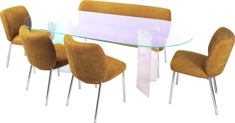 Fomo Chenille-upholstered Stainless Steel Base Dining Chair in Pineapple