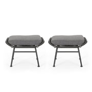 Outdoor Modern Boho Wicker Ottoman With Cushions (Set of 2) - R&R Furniture Gallery (Fountain Valley, CA)