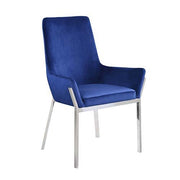 Cambrie - Side Chair (Set of 2) - Blue Velvet & Mirrored Silver - R&R Furniture Gallery (Fountain Valley, CA)