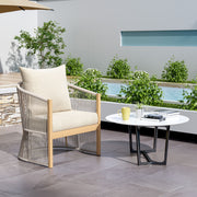 Modern Curved Aluminum Lounge Chair With Stylish Rope Weave Design And Cushioned Comfort For Outdoor - R&R Furniture Gallery (Fountain Valley, CA)