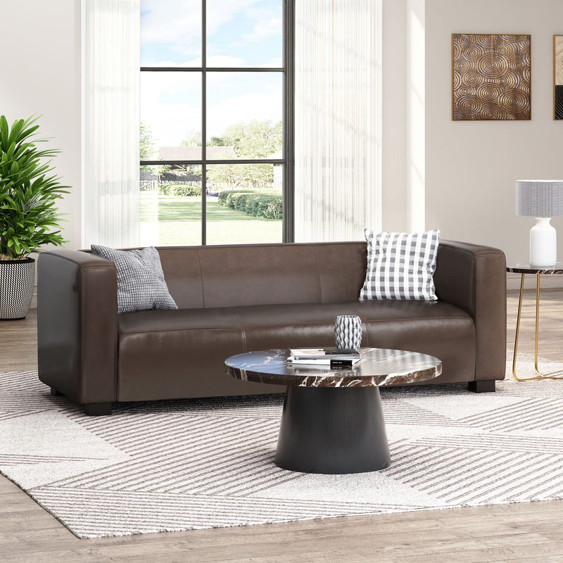 Contemporary Noble House 3-seater sofa with tuxedo design, stationary sofa featuring sleek upholstery and modern style.