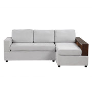 Noble House stationary sectional sofa with upholstered cushions and reversible armrests, ideal for modern living room seating.