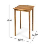 Outdoor Minimalist Acacia Wood Square Bar Table - R&R Furniture Gallery (Fountain Valley, CA)