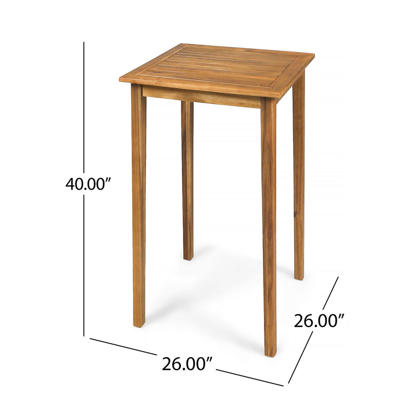 Outdoor Minimalist Acacia Wood Square Bar Table - R&R Furniture Gallery (Fountain Valley, CA)