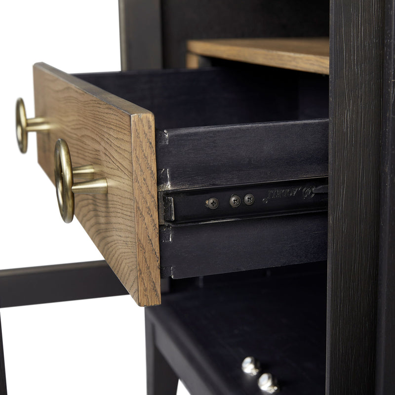 Glass Door Nightstand - Black - R&R Furniture Gallery (Fountain Valley, CA)