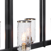 Uttermost Jarsdel 6-light industrial island pendant lighting in black with metal jars, ideal for modern kitchen or dining area decor.
