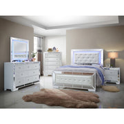 Modern contemporary panel bed by Glory Furniture featuring a sleek design and a stylish headboard in a well-lit bedroom setting.
