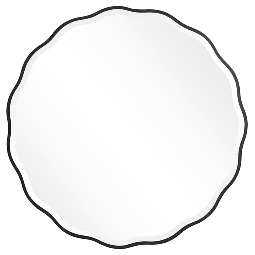 Uttermost Aneta round wall mirror with a sleek, modern frame, perfect for contemporary interior decor.