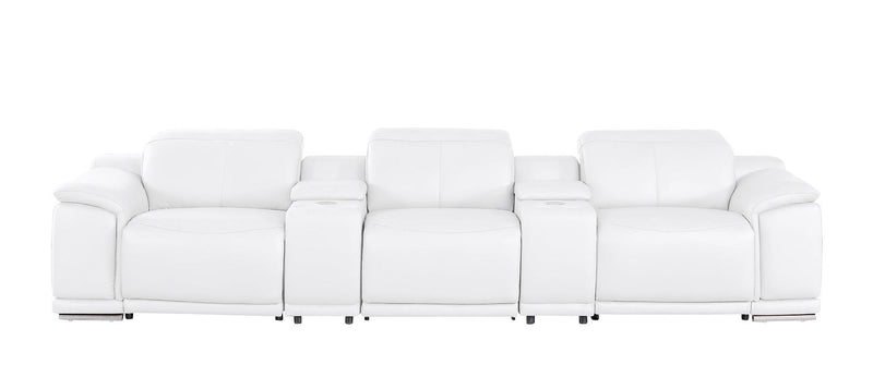 2679 - Genuine Leather Sofa With 3 Power Recliners & Dual Storage Consoles