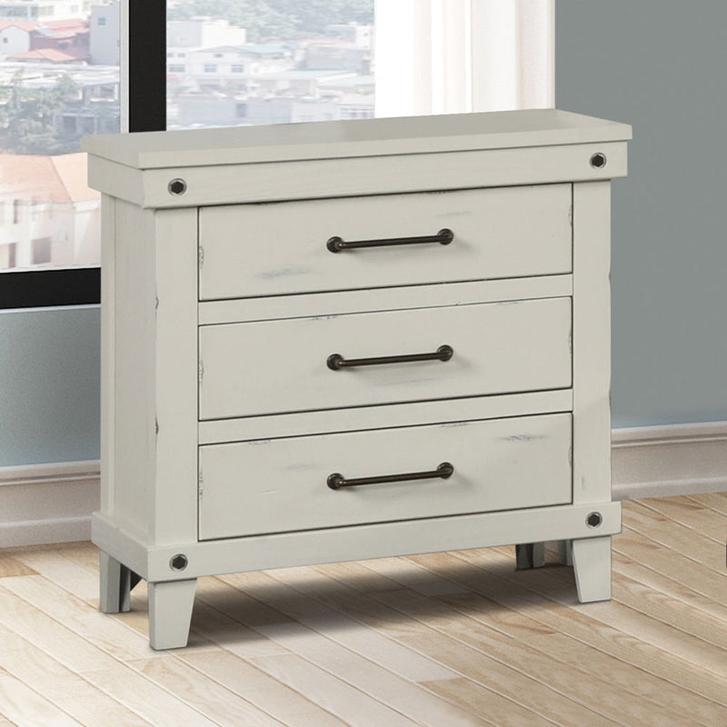 3 Drawer Elegant Nightstand - White - R&R Furniture Gallery (Fountain Valley, CA)