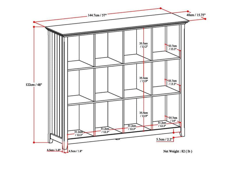Simpli-Home Acadian handcrafted cube storage organizer with multiple compartments for versatile home organization.