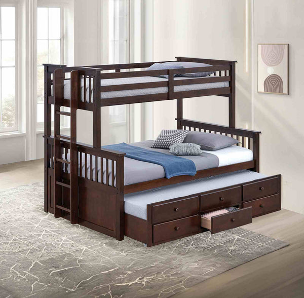 University - Twin/Full Bunk Bed, Dark Walnut