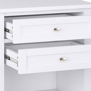 Handcrafted Warm Shaker bedside table from Simpli-Home, accent nightstand with a warm wood finish and minimalist design.