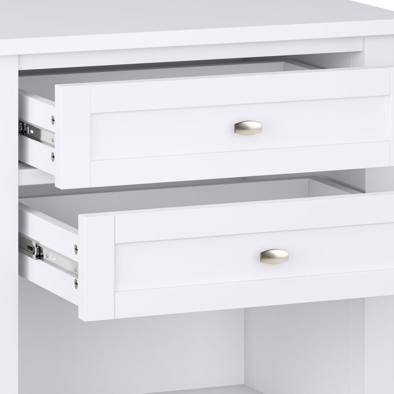 Handcrafted Warm Shaker bedside table from Simpli-Home, accent nightstand with a warm wood finish and minimalist design.