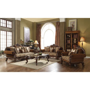 Jardena - Sofa With 6 Pillows (Same Lv01591) - Pattern Fabric & Cherry Oak - R&R Furniture Gallery (Fountain Valley, CA)