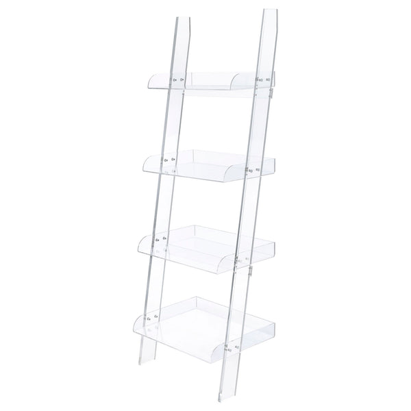 Cimarron - Ladder Bookcase With 4 Shelves - Clear