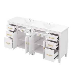 2 Piece Freestanding Bathroom Vanity Set With Sink Top, Reversible Dual Layout