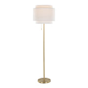 Lumi Source Tier contemporary floor lamp with sleek design, featuring a tall, curved metal stand and a round lampshade.