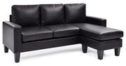 Glory Furniture Jenna stationary sectional sofa with chaise, beige fabric, plush cushions, and modern design in a living room setting.