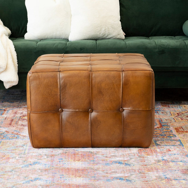 Benjiro - Square Ottoman - Tan - R&R Furniture Gallery (Fountain Valley, CA)