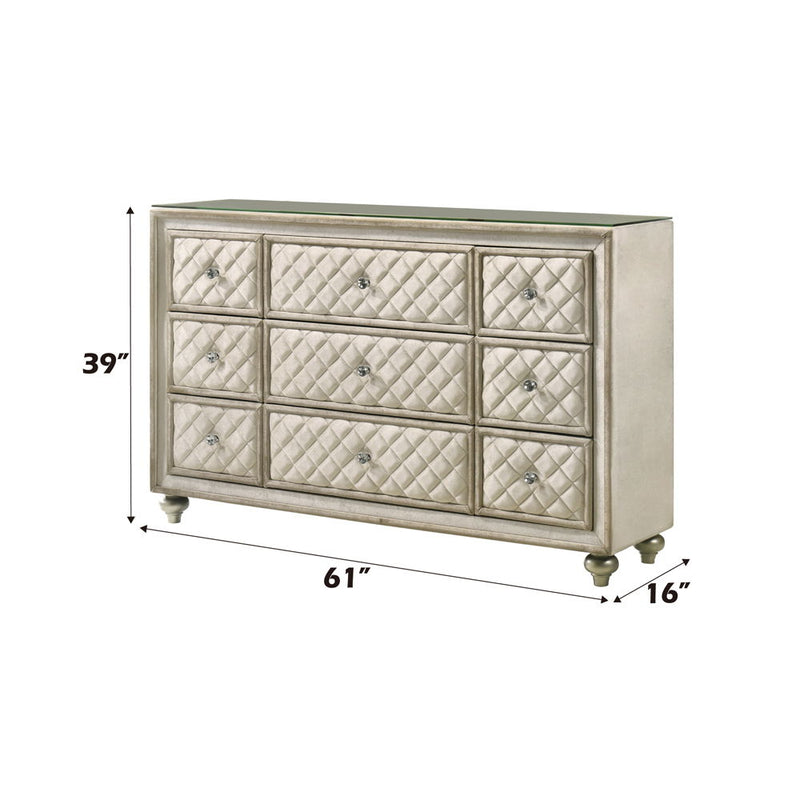 Lucienne - Dresser - Beige Velvet - R&R Furniture Gallery (Fountain Valley, CA)