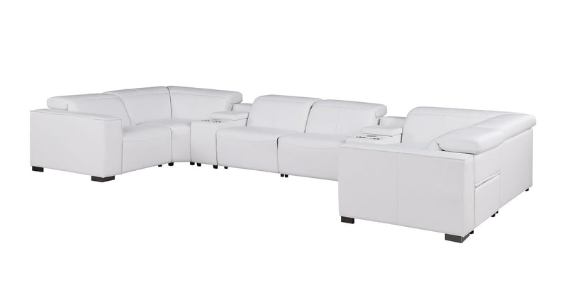 1208 - 8 Piece Modular Leather Sectional With 2 Power Recliners & Power Headrests