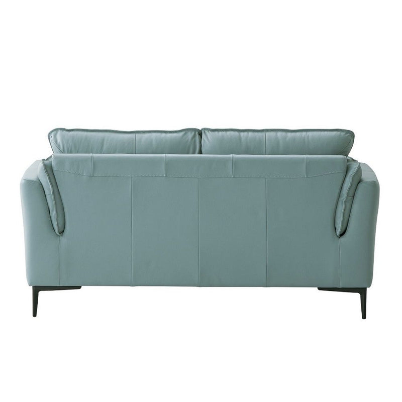 Mesut - Loveseat - Sage Green Top Grain Leather & Black - R&R Furniture Gallery (Fountain Valley, CA)