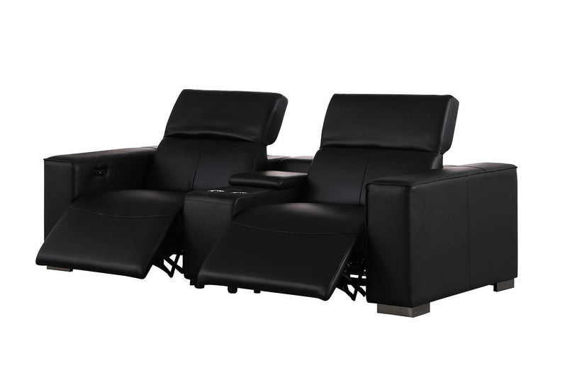 1208 - Modular Leather Set With 6 Power Recliners & Power Headrests