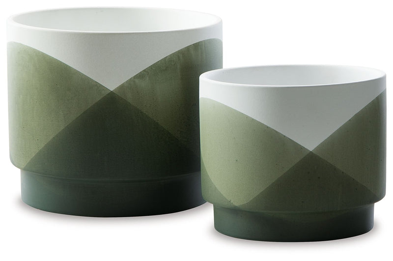 Ardenridge - Planter Set (Set of 2) - Green / White - R&R Furniture Gallery (Fountain Valley, CA)