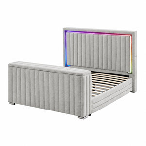 Elliot - Bed With Immersive Sound, LED Lighting, Fireplace Footboard, TV Lift