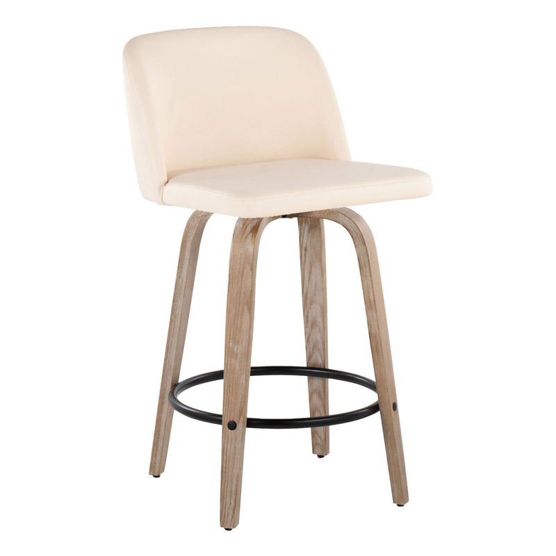 Toriano - Contemporary Fixed-Height Counter Stool & Swivel With Round Footrest (Set of 2) - R&R Furniture Gallery (Fountain Valley, CA)