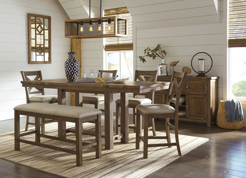 Moriville - Double UPH Bench  - Beige - R&R Furniture Gallery (Fountain Valley, CA)