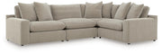Benchcraft Maxton Heights stationary sectional with plush fabric seating and modern design, shown in a neutral color.
