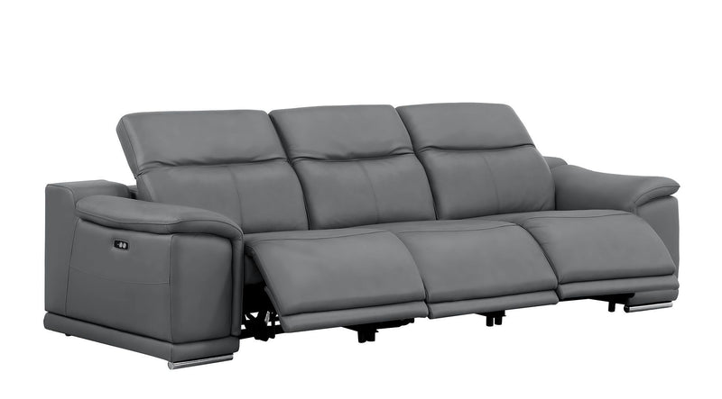 2679 - Genuine Leather Sofa With 3 Power Recliners